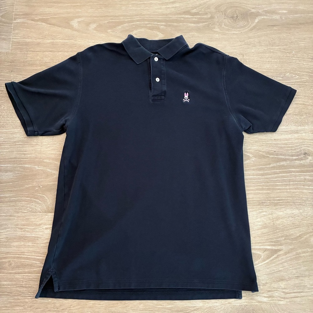 PSYCHO Bunny Men's Navy Bunny Logo Classic- Short Sleeve Polo Shirt